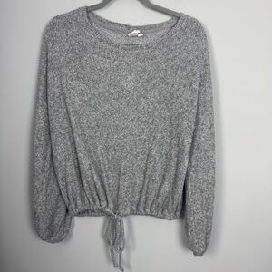 ADY P | Gray Ribbed Lightweight Sweater Drawstring Hem Women’s Size Medium